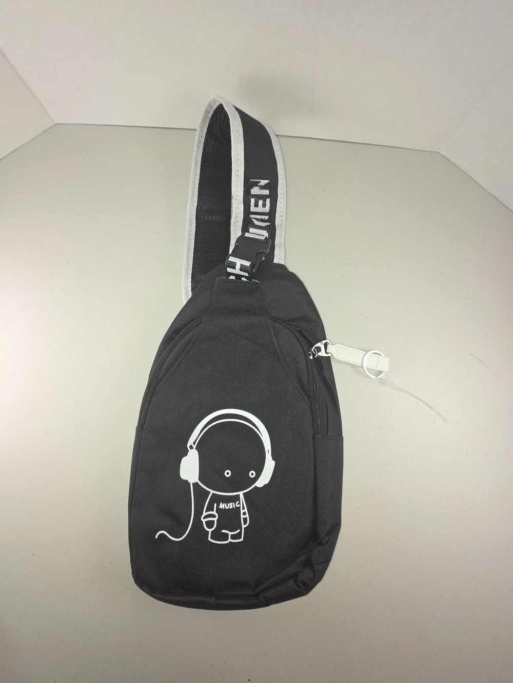 Kuchen & Bag Music Crossbody Backpack Purse Black & White Adjustable Strap